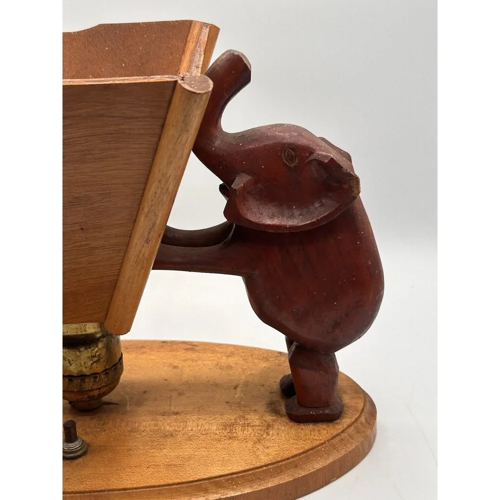 Vintage‎ Handmade Wooden Elephant Planter Lamp